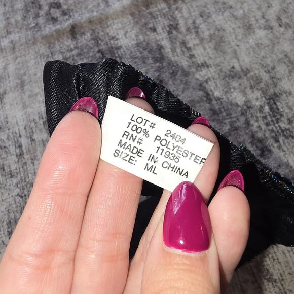 Sequin Beaded Stretch Belt Womens M/L Black Iridescent Snap Waist Evening - Picture 5 of 11